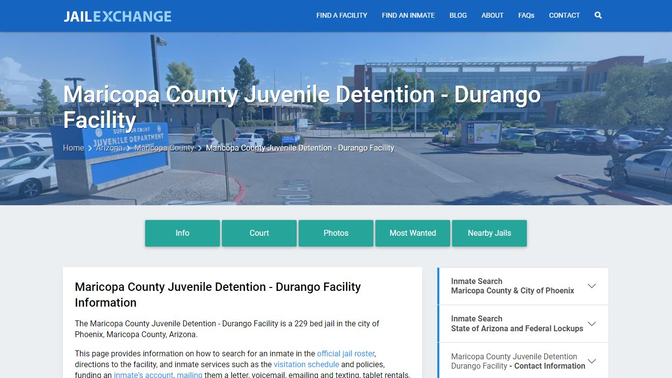 Maricopa County Juvenile Detention - Durango Facility, AZ Inmate Search ...